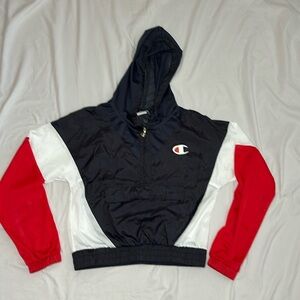 Champion 1/4 zip front pocket mesh windbreaker hoodie womens XS